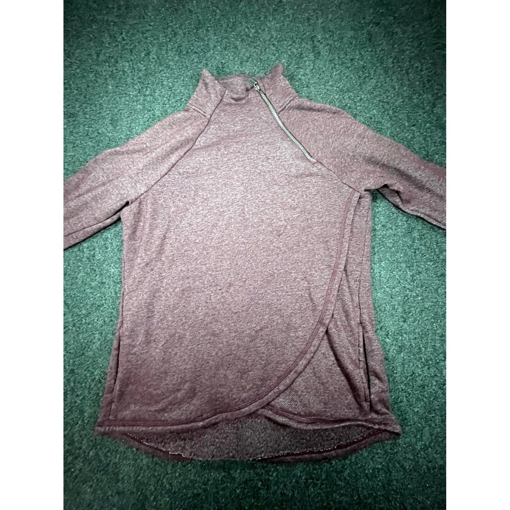 RBX Active Sweatshirt Womens Medium Plum Fleece Lined Asymmetrical Zip Mock Neck